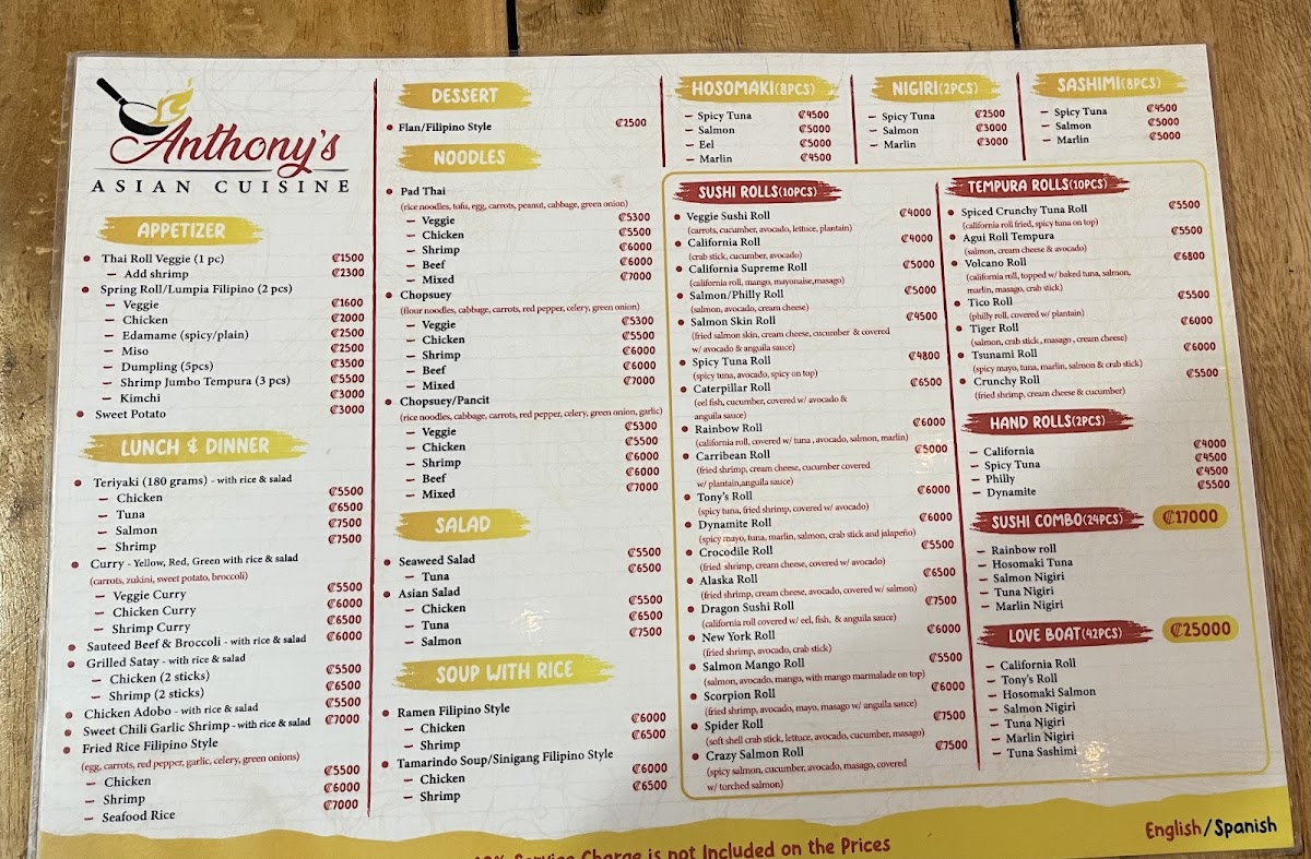 Menu Anthony’S Asian Cuisine-5