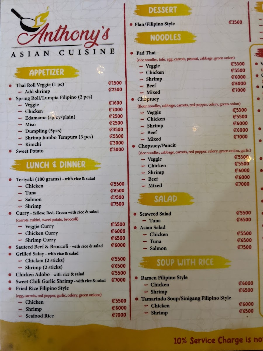 Menu Anthony’S Asian Cuisine-8